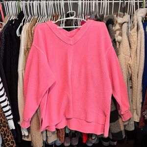 Aerie Hot Pink V-Neck Women's Oversized Small Sweater